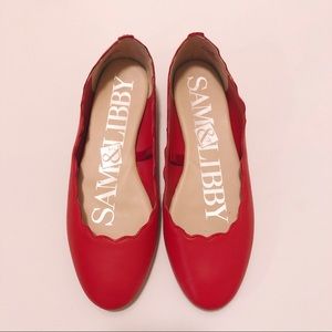 Sam & Libby | Red Scalloped Flats